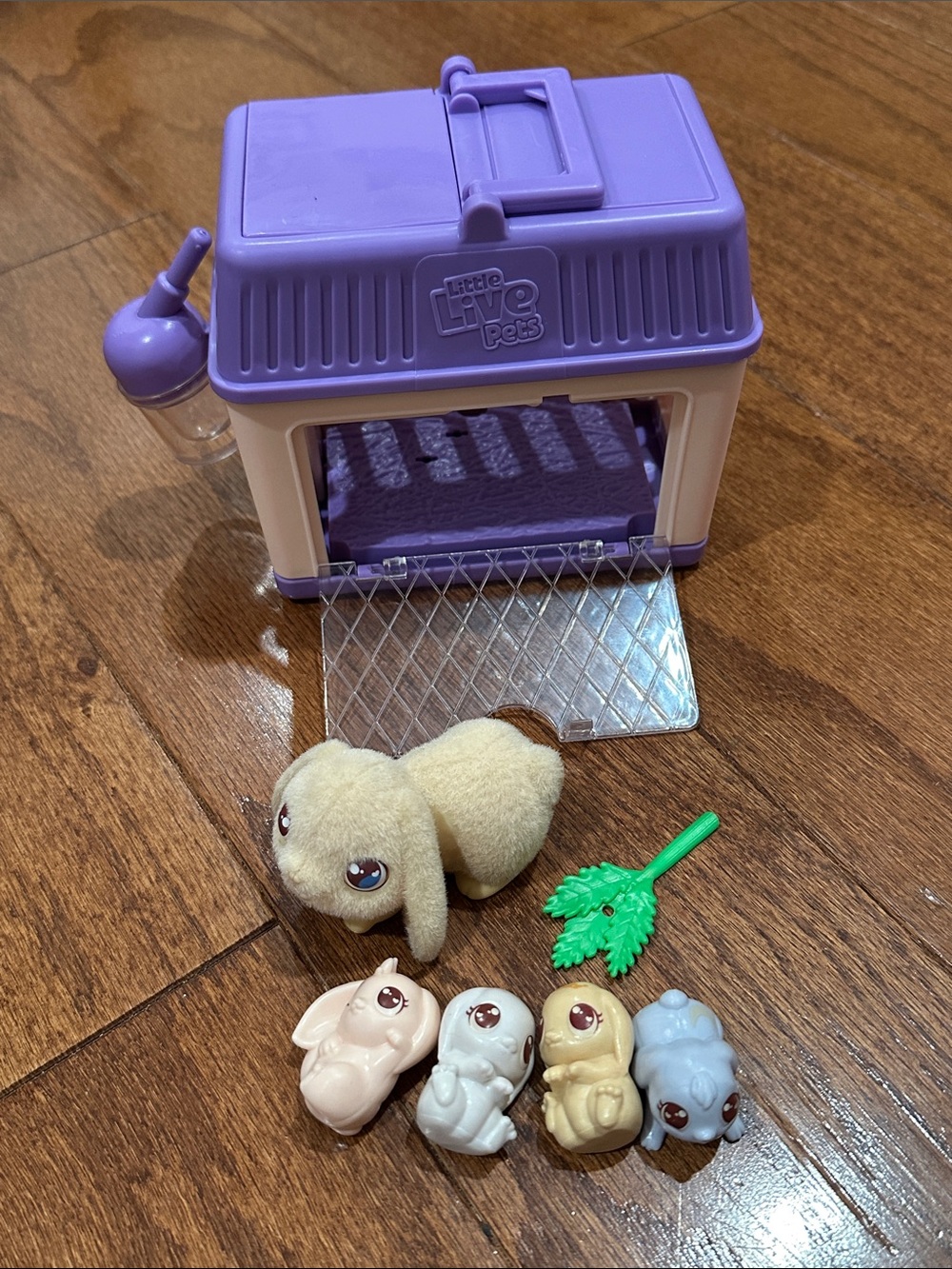 Little Live Pets Purple Carrier with Mama Bunny and Baby bunnies